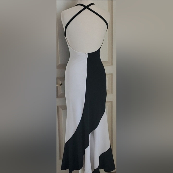Betsy & Adam Black & White Bodycon Evening Gown, NEVER WORN! 3/4 - Picture 3 of 6